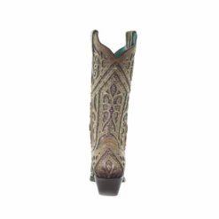 Corral Boots Corral Ladies Straw Brown Studded Boot W/ Bronze & Black Laser Inlay E1620 -Corral Boots 1620d