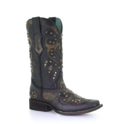 Women's Corral Boots Camouflage Inlay Handcrafted Black