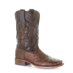 Corral Boots Men's Corral Ostrich Boots Handcrafted Cognac