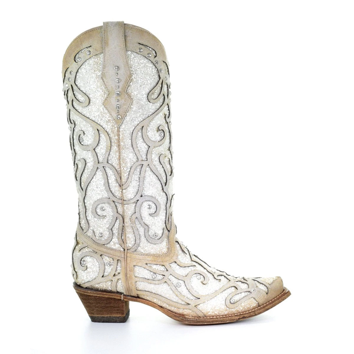 Corral Boots Women’s Corral Western Boots White Glitter Handcrafted 2 Corral Boots Women’s Corral Western Boots White Glitter Handcrafted - Image 2