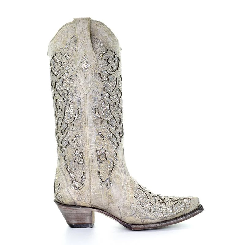 Corral Boots Women’s Corral Western Wedding Boots Handcrafted White 2 Corral Boots Women’s Corral Western Wedding Boots Handcrafted White - Image 2
