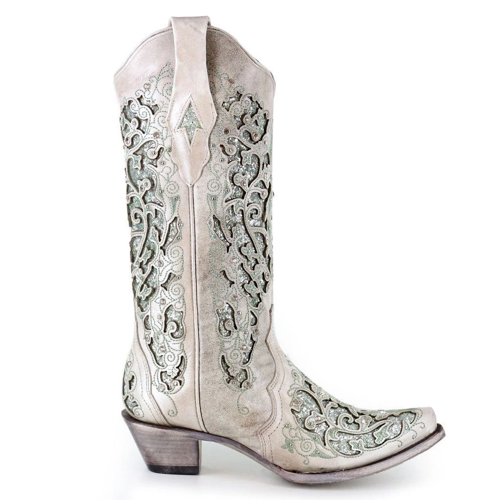 Corral Boots Corral Ladies Martina Green White Glitter Crystals Wedding Boots A3321 3 Corral Boots Corral Ladies Martina Green White Glitter Crystals Wedding Boots A3321 - Image 3