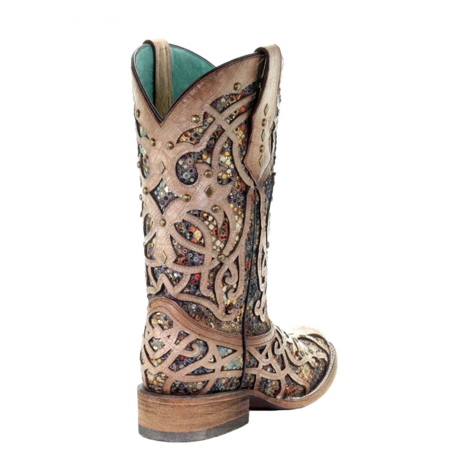 Corral Boots Corral Ladies Bone & Multicolor Inlay & Studs Square Toe Boots C3405 3 Corral Boots Corral Ladies Bone & Multicolor Inlay & Studs Square Toe Boots C3405 - Image 3