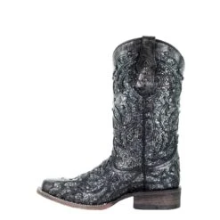 Corral Boots Corral Ladies Black Grey Glitter Inlay & Studs Square Toe Boots C3404 -Corral Boots 57 afe8f084 f078 4c5e b77b 147797a22892