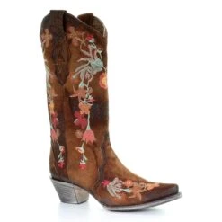 Corral Boots Corral Ladies Lindsey Chocolate Lamb Floral Embroidered Boot A3597