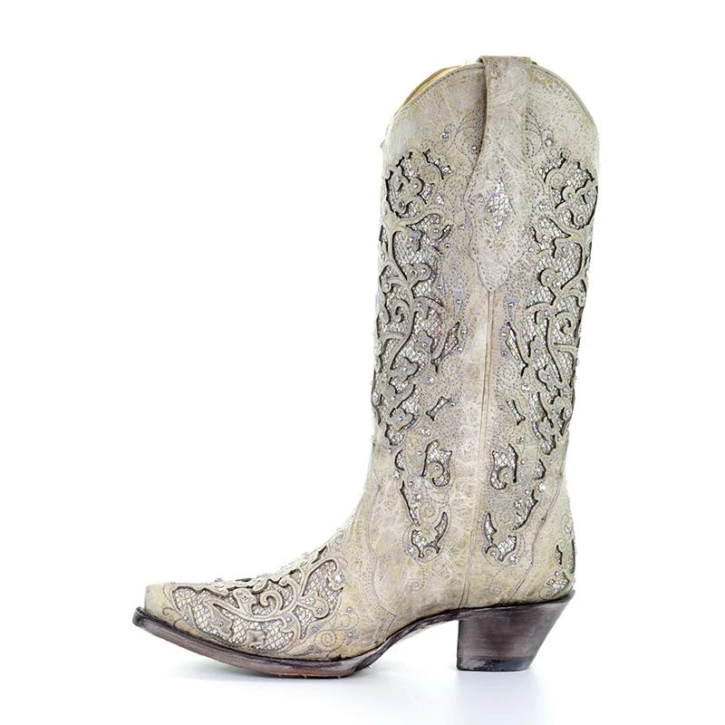 Corral Boots Women’s Corral Western Wedding Boots Handcrafted White 3 Corral Boots Women’s Corral Western Wedding Boots Handcrafted White - Image 3