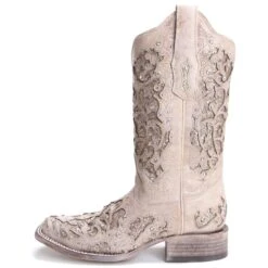 Corral Boots Corral Ladies Eliza White Glitter Inlay & Crystals Wedding Boot A3397 -Corral Boots 88215 corral womens boots a3397 white 2