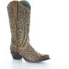 Corral Boots Women's Corral Leather Boots Handcrafted Straw