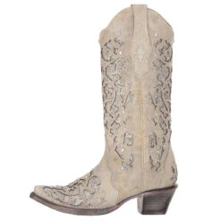 Corral Boots Corral Ladies Martina White Glitter Inlay Crystals Wedding Boots A3322 -Corral Boots A3322 1