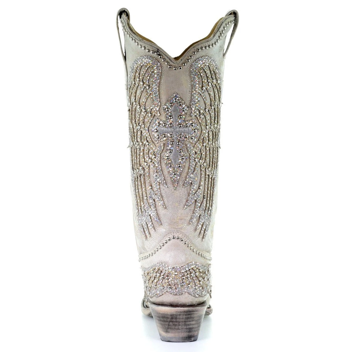 Corral Boots Corral Ladies Angela White Glitter Wing & Cross Studded Boots A3571 3 Corral Boots Corral Ladies Angela White Glitter Wing & Cross Studded Boots A3571 - Image 3