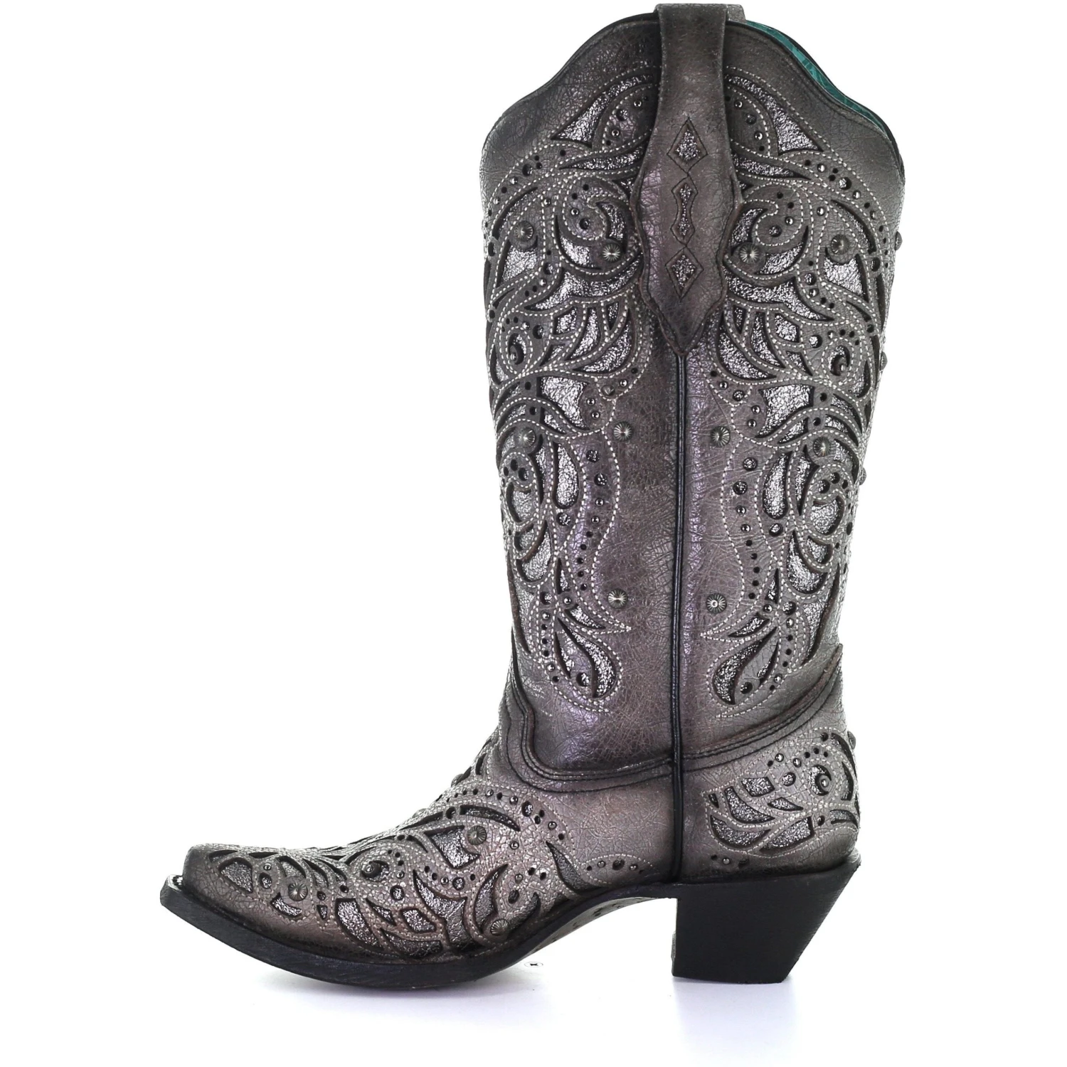 Corral Boots Corral Ladies Grey With Silver Inlay & Studs Embroidered Boots A3939 4 Corral Boots Corral Ladies Grey With Silver Inlay & Studs Embroidered Boots A3939 - Image 4