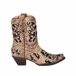 Corral Boots Corral® Ladies Inlay Embroidery & Studs Distressed Brown Ankle Boots A4190 -Corral Boots A4190C