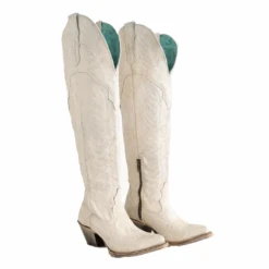 Corral Boots Corral Ladies Over The Knee Distressed White Western Boots A4311 -Corral Boots A4311