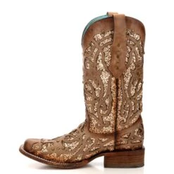 Corral Boots Corral Ladies Marsha Square Orix Glittered Inlay & Studs Boots C3275 -Corral Boots C3275 3