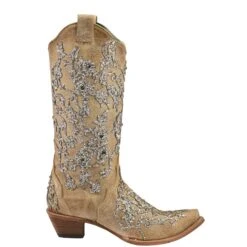 Corral Boots Corral Ladies Scarlett Bone Glitter Overlay Embroidery & Crystals Boots C3356 -Corral Boots C3356 2