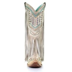 Corral Boots Corral Ladies Bone Multicolor Crystal And Fringe Snip Toe Boots C3424 -Corral Boots C3424 4