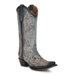 Corral Boots Women's Corral Leather Boots Handcrafted Blue Jean