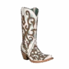 Corral Boots Corral® Ladies White Overlay & Studded Inlay Snip Toe Boots C3981