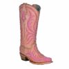 Corral Boots Corral Ladies Pink Overlay & Fluorescent Embroidery Western Boots C3970