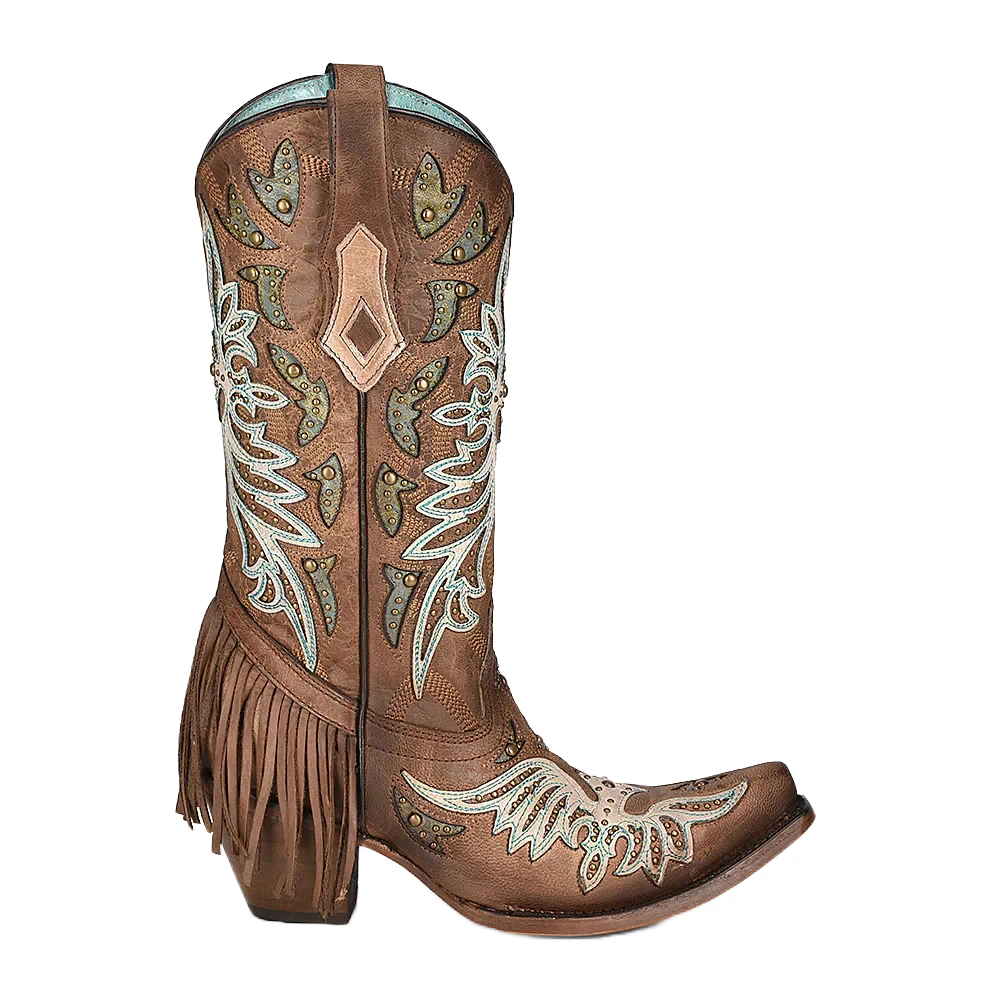 Corral Boots Corral Ladies Brown & Fringe Western Snip Toe Boots C3904 2 Corral Boots Corral Ladies Brown & Fringe Western Snip Toe Boots C3904 - Image 2