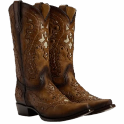 Corral Boots CorralĀ® Men's Embroidered Studded Honey Brown Western Boots C3846