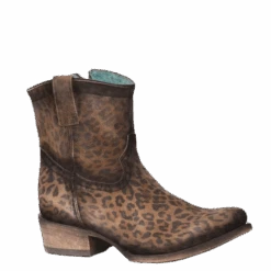 Corral Boots Corral Ladies Brown Leopard Print Round Toe Booties C3627