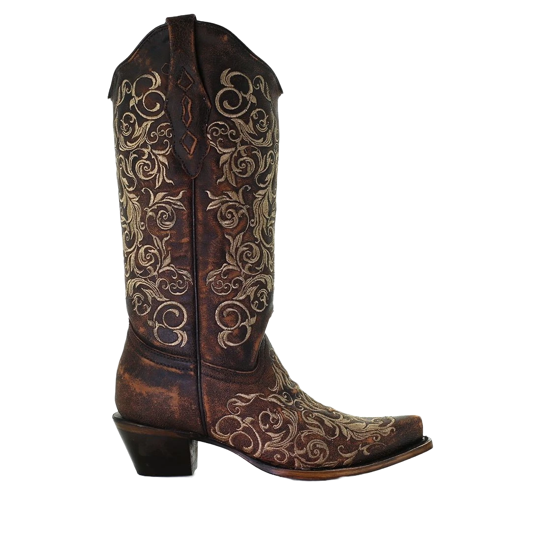 Corral Boots Corral Ladies Honey Brown Floral Snip Toe Western Boots Z5016 2 Corral Boots Corral Ladies Honey Brown Floral Snip Toe Western Boots Z5016 - Image 2