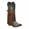 Corral Boots Corral Ladies Blue Jean Denim Harness & Fringe Snip Toe Boots C3873