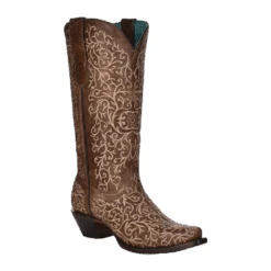 Corral Boots Corral Ladies Full Embroidery Brown Leather Western Boots A4149