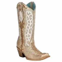 Corral Boots Corral® Ladies Bone White & Gold Studded Western Boots C3895