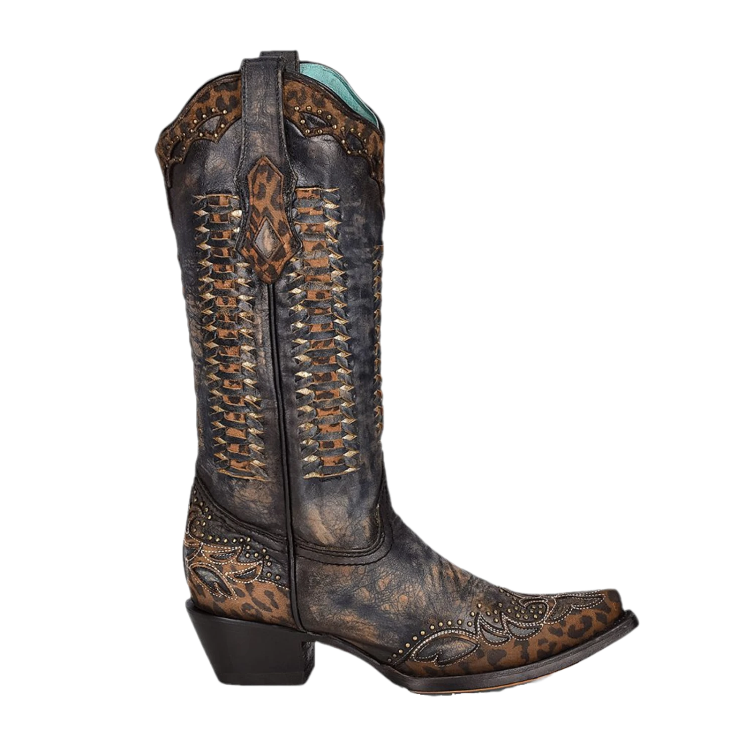 Corral Boots Corral® Ladies Black Leopard Print Overlay Studded Boots C3881 2 Corral Boots Corral® Ladies Black Leopard Print Overlay Studded Boots C3881 - Image 2