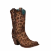 Corral Boots Corral Ladies Leopard Print & Woven Ankle Brown Western Boots A4245