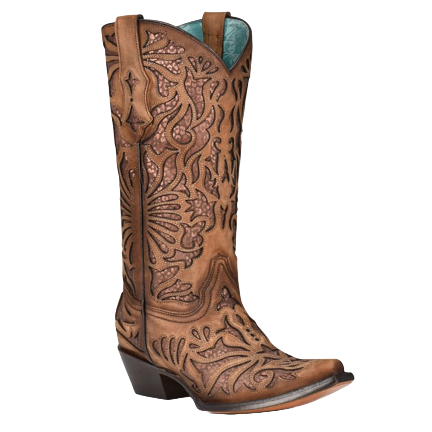 Corral Boots Corral® Ladies Shedron Inlay Snip Toe Brown Western Boots C3813 1 Corral Boots Corral® Ladies Shedron Inlay Snip Toe Brown Western Boots C3813