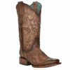 Corral Boots Corral® Ladies Horseshoe & Crystal Embroidered Brown Snip Toe Boots Z5136