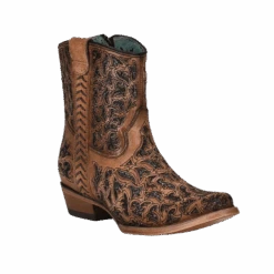 Corral Boots CorralĀ® Ladies Sand Inlay & Embroidery Round Toe Ankle Boots C3824