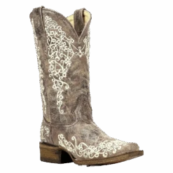 Corral Boots Corral Ladies Iconic Lisa Brown Crater Bone Embroidered Boots A2663