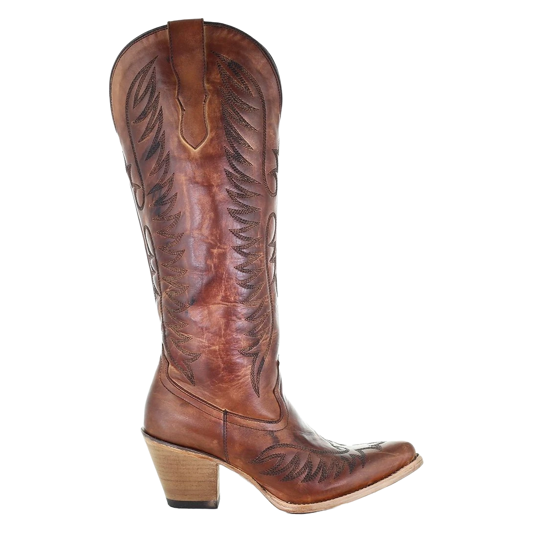Corral Boots Corral Ladies Cognac Brown Embroidery Tall Leather Boots E1570 2 Corral Boots Corral Ladies Cognac Brown Embroidery Tall Leather Boots E1570 - Image 2
