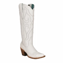 Corral Boots Corral Ladies Pure White Stitch Pattern & Inlay Snip Toe Boots Z5074