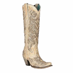 Corral Boots Corral® Ladies Beige Distressed Glitter Inlay Western Boots A4345