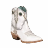 Corral Boots Corral® Ladies Embroidered White & Gold Pointed Toe Ankle Booties C3898
