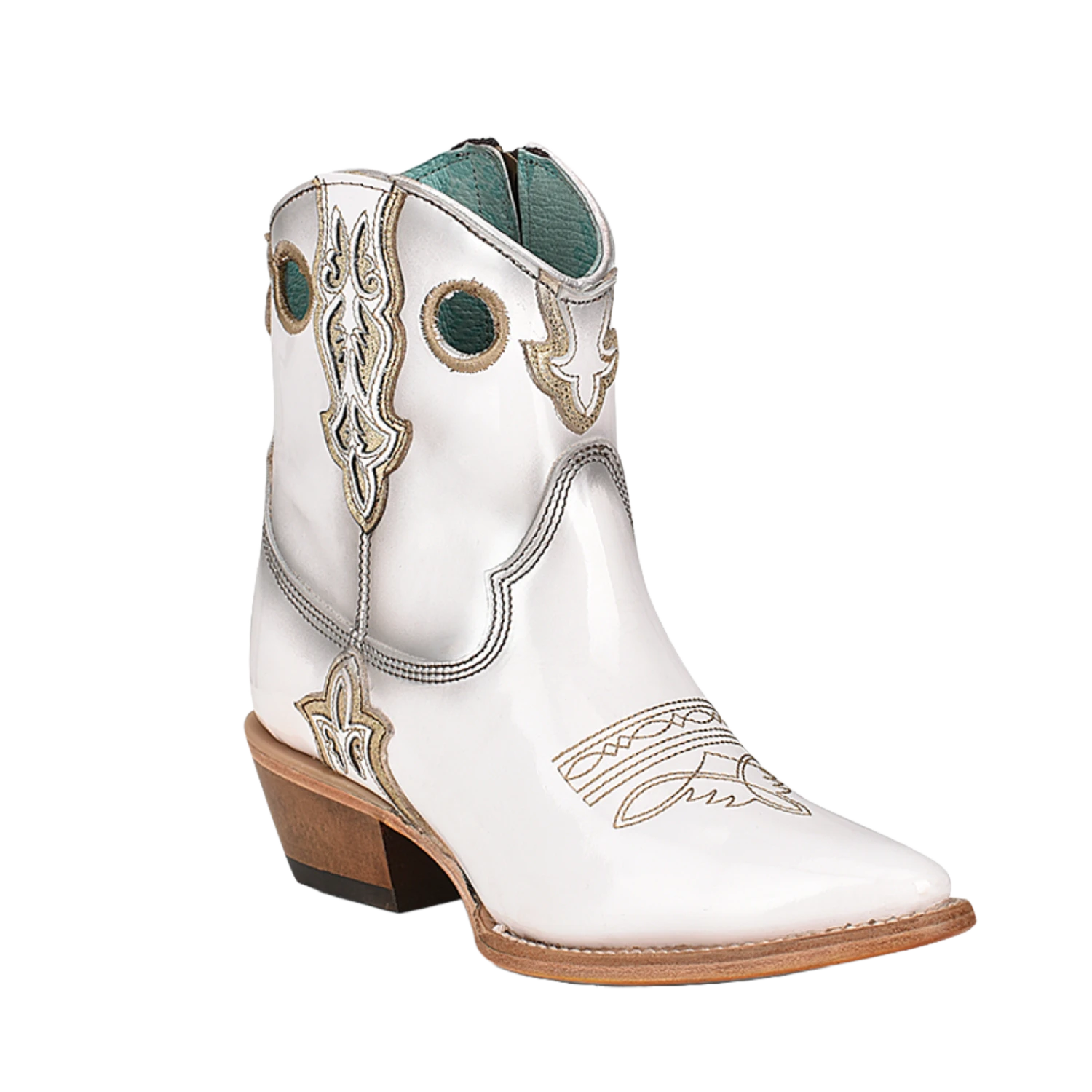 Corral Boots Corral® Ladies Embroidered White & Gold Pointed Toe Ankle Booties C3898 1 Corral Boots Corral® Ladies Embroidered White & Gold Pointed Toe Ankle Booties C3898