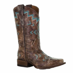 Corral Boots® Girl's Vintage Aztec Bronze & Turquoise Western Boots E1052