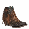 Corral Boots Corral® Ladies Fringed Honey Brown Leopard Print Booties A4280