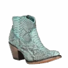Corral Boots Corral Ladies Full Python Turquoise Round Toe Booties A4323