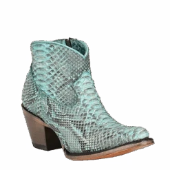 Corral Boots Corral Ladies Full Python Turquoise Round Toe Booties A4323