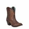 Corral Boots Corral Ladies Iridescent Brown & Tan Inlay Studded Embroidered J Toe Boot A4271