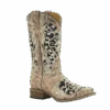 Corral Boots Corral Teens Tan & Black Glitter Inlay & Embroidery Boots T0042