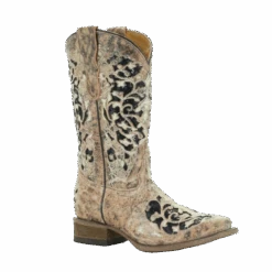 Corral Boots Corral Teens Tan & Black Glitter Inlay & Embroidery Boots T0042