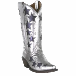 Corral Boots Corral Children's Silver Embroidery W/ Blue Stars Western Boots T0074