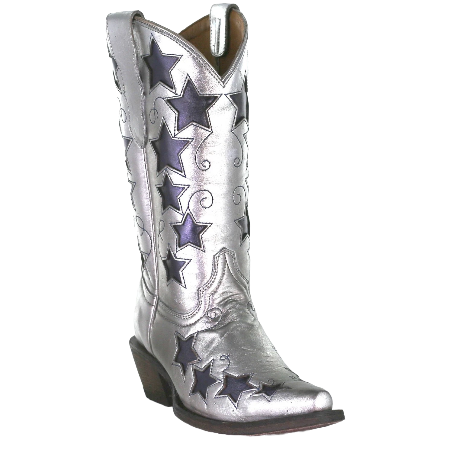 Corral Boots Corral Children's Silver Embroidery W/ Blue Stars Western Boots T0074 1 Corral Boots Corral Children's Silver Embroidery W/ Blue Stars Western Boots T0074